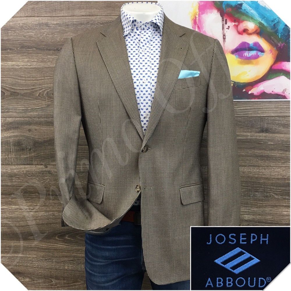 JOSEPH ABBOUD Mens Blazer Sport Coat Casual‎ Jacket Size 40L Wool Silk Suit